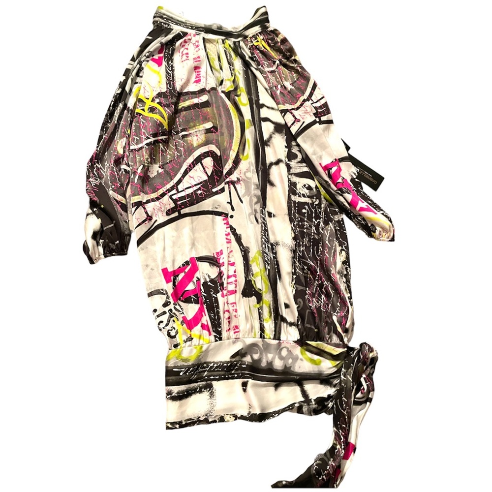 New York & Co. Gabrielle Union Colorful Graffiti Print Mini Long Sleeves Dress